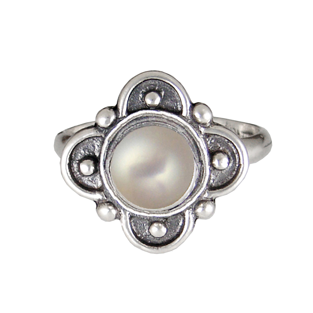 Sterling Silver Gemstone Ring Cultured Freshwater Pearl Size 5
